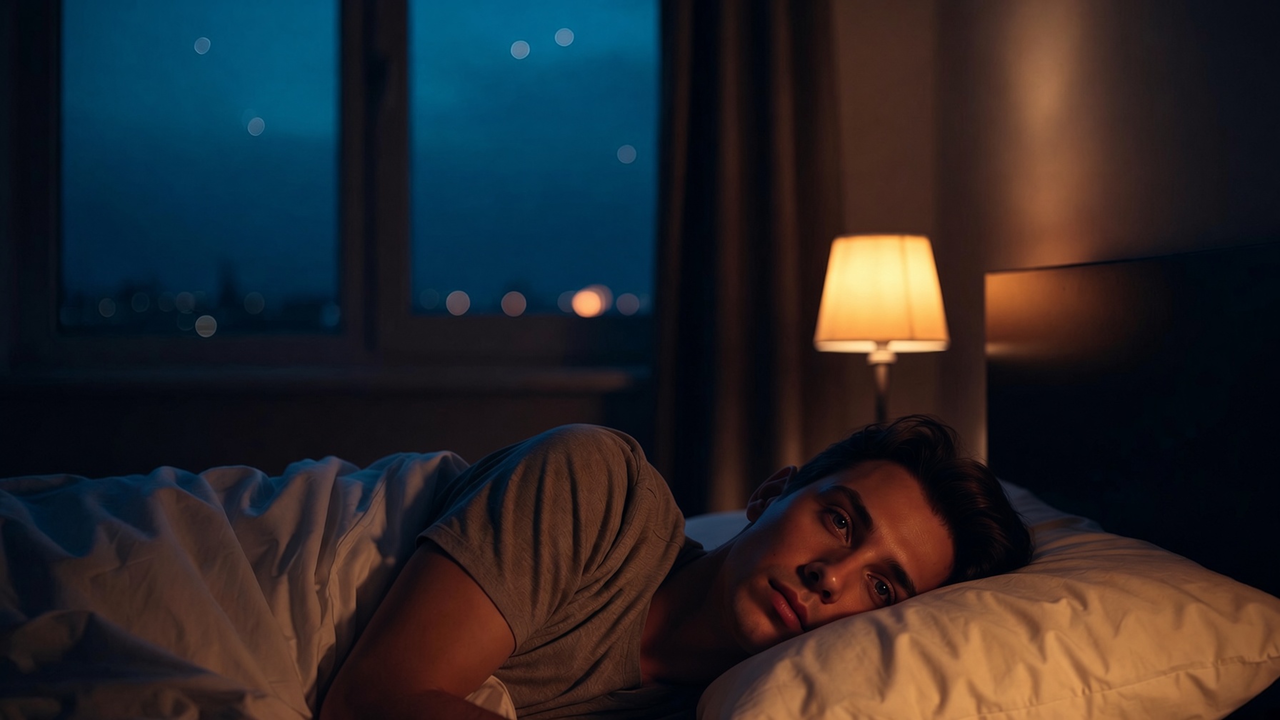 persona con rientro insonnia cambio ritmo sveglia nel letto di notte